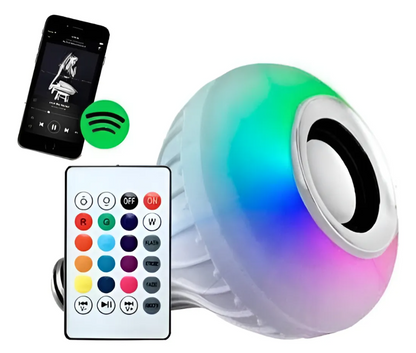 Foco LED Bluetooth RGB con Parlante – Control Remoto + Luz Multicolor