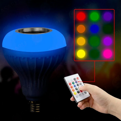 Foco LED Bluetooth RGB con Parlante – Control Remoto + Luz Multicolor