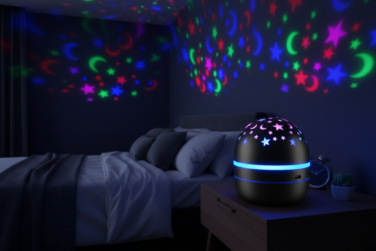 haz más llamativo las luces, ambienta el cuarto de tal manear que se vea excelente las luces, el producto está bien así. cambia el fondo y está bien la ubicación